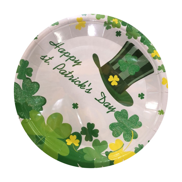 Zestaw jednorazowych talerzyków i serwetek na imprezę - stylowe dekoracje święta Świętego Patryka z motywem Irlandii - Wianko - 3