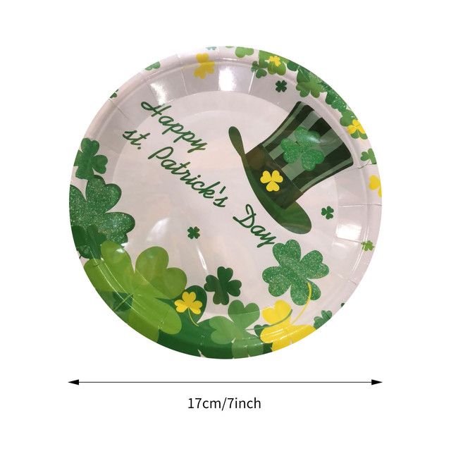 Zestaw jednorazowych talerzyków i serwetek na imprezę - stylowe dekoracje święta Świętego Patryka z motywem Irlandii - Wianko - 5