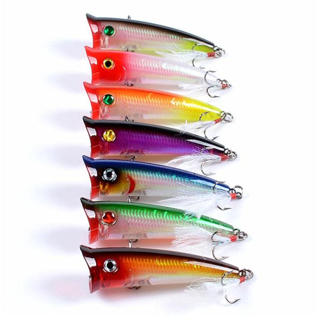 Sztuczna przynęta wędkarska Topwater Wobbler z piórkiem - 7.8cm, 10.5g - Wianko - 4