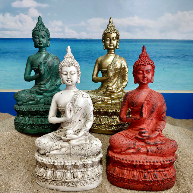 Kolorowy Posąg Buddy Shakya Mani - Antyczna Rzeźba Medytacji dla Domu, Ozdoba Dekoracyjna lub Dekoracja do Akwarium z Rybkami - Wianko - 2