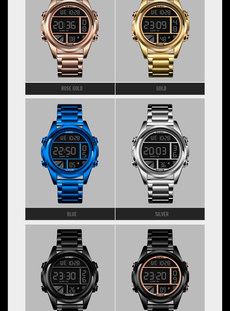 SKMEI luksusowy cyfrowy zegarek męski w kolorze złotym, wodoodporny z wyświetlaczem chronograficznym oraz luminous, idealny na casualowe okazje - Wianko - 3