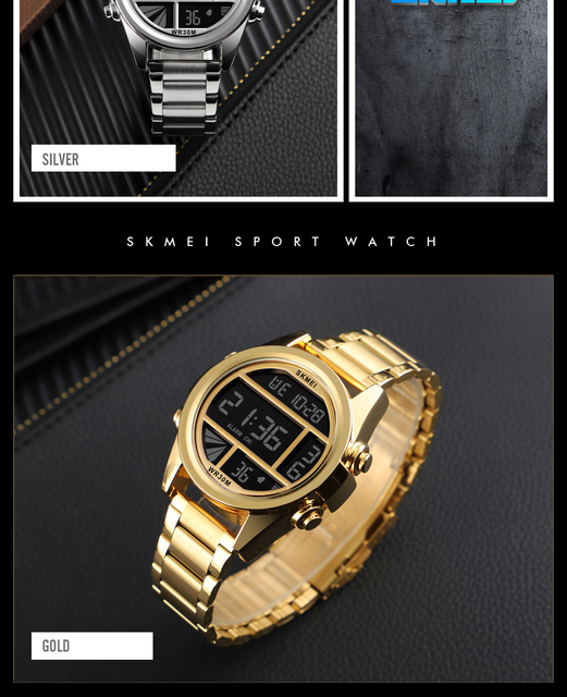 SKMEI luksusowy cyfrowy zegarek męski w kolorze złotym, wodoodporny z wyświetlaczem chronograficznym oraz luminous, idealny na casualowe okazje - Wianko - 17