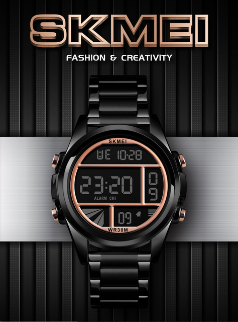 SKMEI luksusowy cyfrowy zegarek męski w kolorze złotym, wodoodporny z wyświetlaczem chronograficznym oraz luminous, idealny na casualowe okazje - Wianko - 1