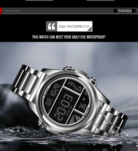 SKMEI luksusowy cyfrowy zegarek męski w kolorze złotym, wodoodporny z wyświetlaczem chronograficznym oraz luminous, idealny na casualowe okazje - Wianko - 9