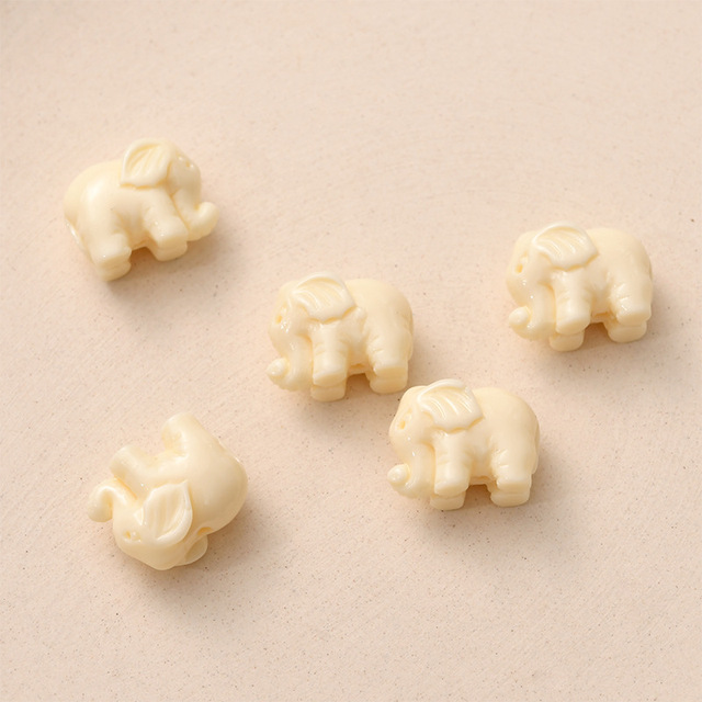 Sztuczne koraliki do tworzenia biżuterii dystansowe, 15 sztuk, 14mm, kształt słonia, biały/różowy - Wianko - 4