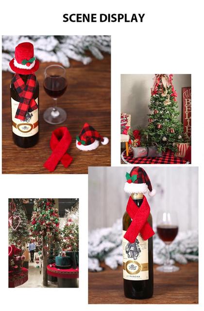 Świąteczny pokrowiec na butelkę wina ozdobiony choinkowymi motywami i zatyczką Xmas - Wianko - 14