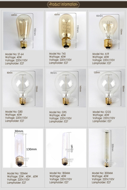 Żarówka Edison w stylu retro Lightinthebox E27 220V z żarnikiem antyczną lampą - styl dekoracyjny - Wianko - 12