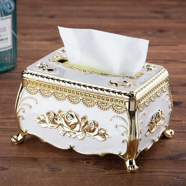Europejskie luksusowe retro pudełko na chusteczki z pokrywką - Wianko - 4