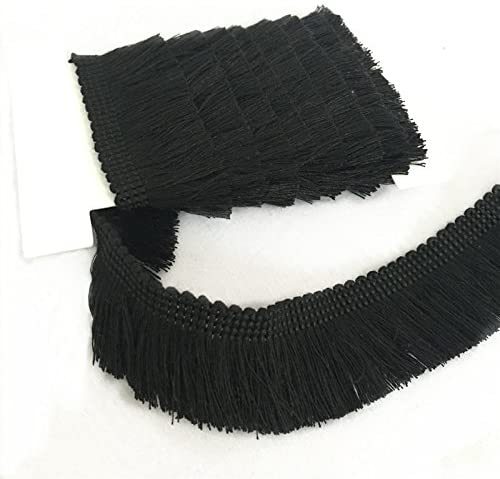 Taśma bawełniana do tkanin z frędzlami, szerokość 25mm, czarna, 5 jardów - Wianko - 3