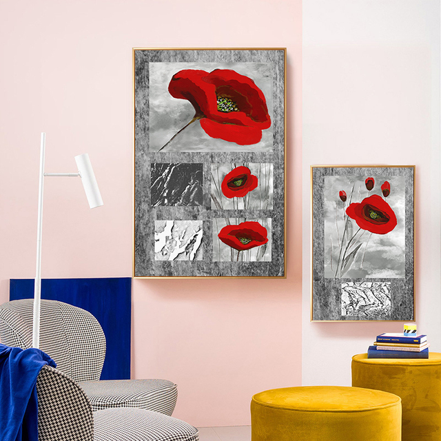 Nowoczesny obraz ścienny na płótnie z abstrakcyjnym czerwonym kwiatem - cytat, Nordic Anime - dekoracyjne plakaty do salonu - Wianko - 5