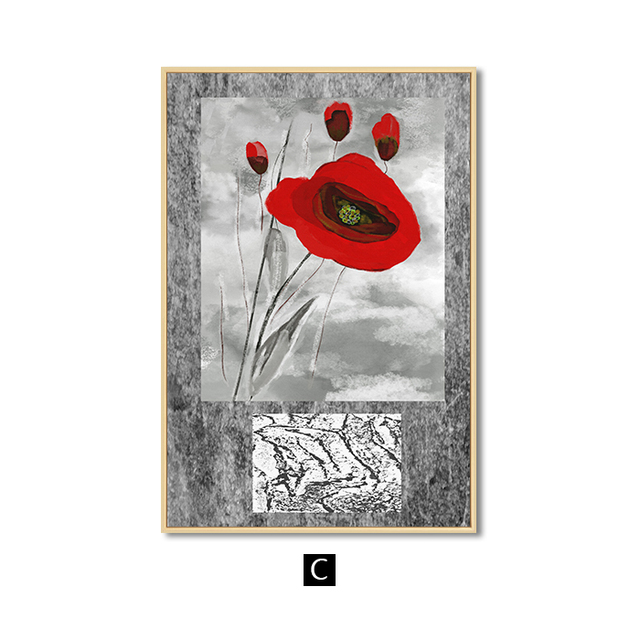 Nowoczesny obraz ścienny na płótnie z abstrakcyjnym czerwonym kwiatem - cytat, Nordic Anime - dekoracyjne plakaty do salonu - Wianko - 9