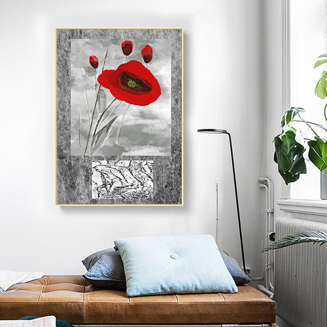 Nowoczesny obraz ścienny na płótnie z abstrakcyjnym czerwonym kwiatem - cytat, Nordic Anime - dekoracyjne plakaty do salonu - Wianko - 6