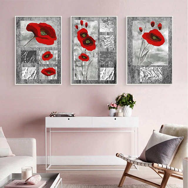 Nowoczesny obraz ścienny na płótnie z abstrakcyjnym czerwonym kwiatem - cytat, Nordic Anime - dekoracyjne plakaty do salonu - Wianko - 3