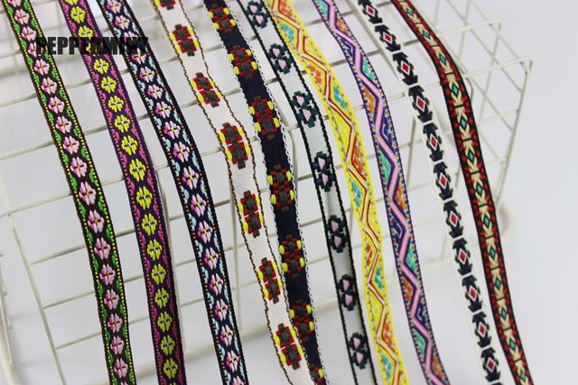 Koronka haftowana etnicznymi żakardowymi wstążkami 10mm do dekoracji rzemieślniczych odzieży i nakryć głowy - 2 sztuki - Wianko - 5