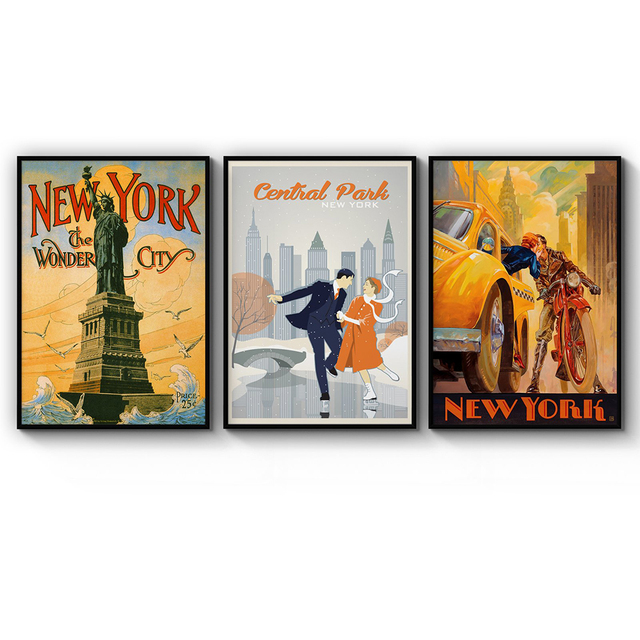 Plakat vintage z romantycznym krajobrazem piątej Alei w Nowym Jorku, USA - ozdobne malarstwo na płótnie - Wianko - 7