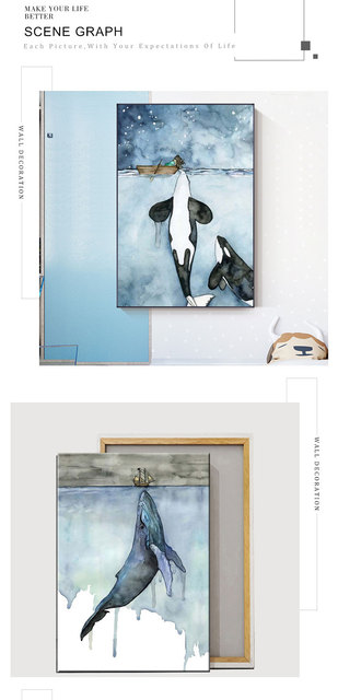 Błękitne morze zwierząt - plakat z wydrukiem artystycznym Nordic Whale Shark - Wianko - 3