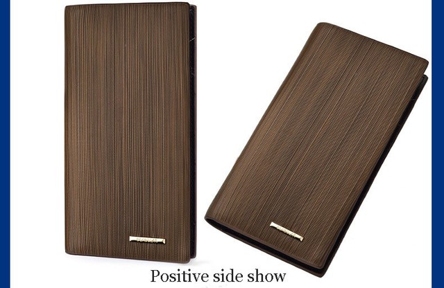 Portfel męski długie drewniane ziarna, ultra cienki, stylowy z wieloma kieszeniami na karty i miejsce na telefon komórkowy, wykonany z ekoskóry - Wianko - 19