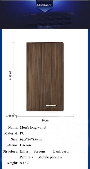 Portfel męski długie drewniane ziarna, ultra cienki, stylowy z wieloma kieszeniami na karty i miejsce na telefon komórkowy, wykonany z ekoskóry - Wianko - 12
