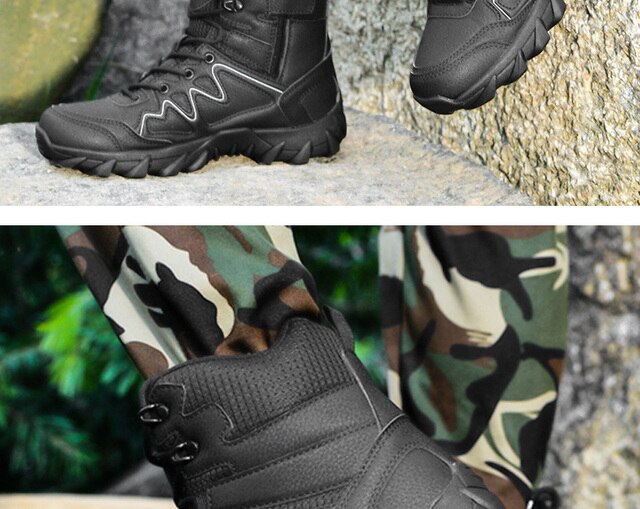 Zimowe buty wojskowe męskie Trekking górskie Combat - czarne - Wianko - 13