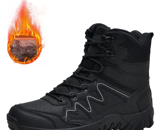 Zimowe buty wojskowe męskie Trekking górskie Combat - czarne - Wianko - 4