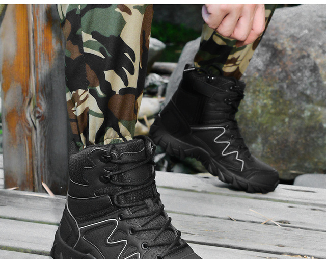 Zimowe buty wojskowe męskie Trekking górskie Combat - czarne - Wianko - 11