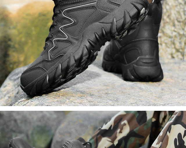 Zimowe buty wojskowe męskie Trekking górskie Combat - czarne - Wianko - 14