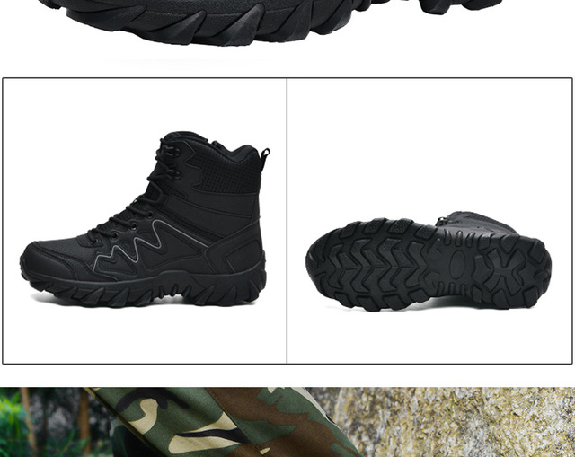 Zimowe buty wojskowe męskie Trekking górskie Combat - czarne - Wianko - 5