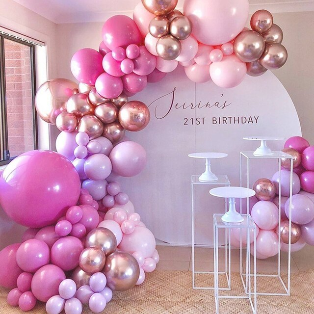 126 sztuk różowych balonów lateksowych z połączeniem różowego złota - idealne do dekoracji urodzin i wesel - Wianko - 4