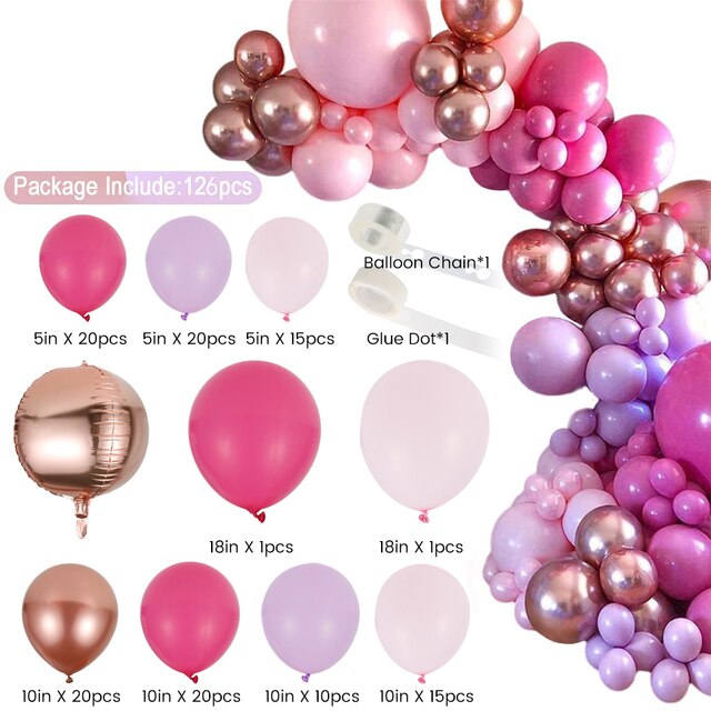 126 sztuk różowych balonów lateksowych z połączeniem różowego złota - idealne do dekoracji urodzin i wesel - Wianko - 9