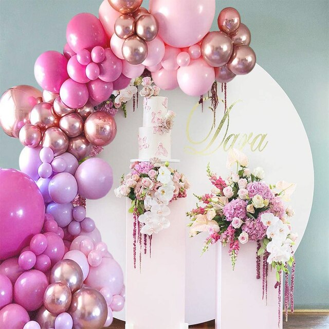 126 sztuk różowych balonów lateksowych z połączeniem różowego złota - idealne do dekoracji urodzin i wesel - Wianko - 5