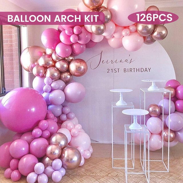 126 sztuk różowych balonów lateksowych z połączeniem różowego złota - idealne do dekoracji urodzin i wesel - Wianko - 1