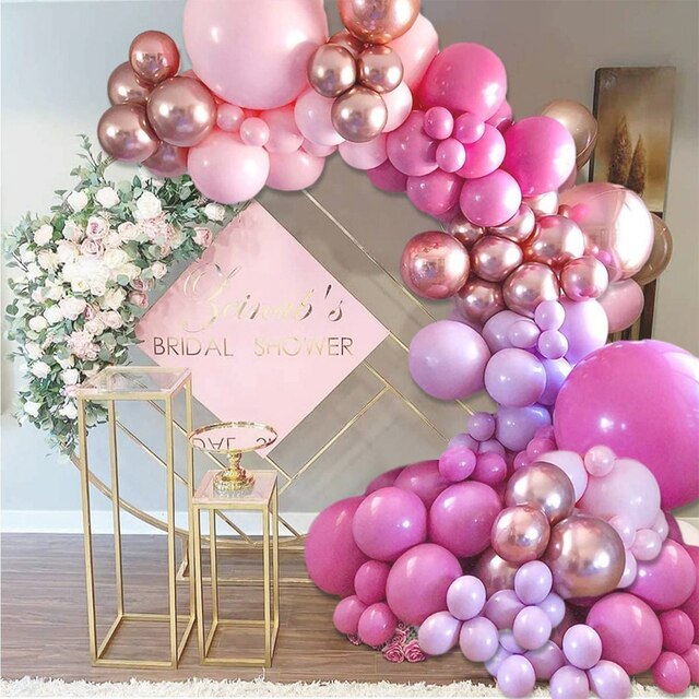 126 sztuk różowych balonów lateksowych z połączeniem różowego złota - idealne do dekoracji urodzin i wesel - Wianko - 6