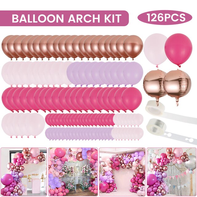 126 sztuk różowych balonów lateksowych z połączeniem różowego złota - idealne do dekoracji urodzin i wesel - Wianko - 2