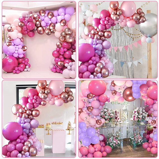 126 sztuk różowych balonów lateksowych z połączeniem różowego złota - idealne do dekoracji urodzin i wesel - Wianko - 3