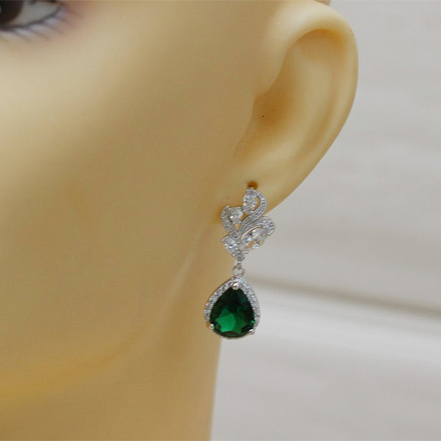Kolczyki wiszące Huitan Vintage Green z zielonym kryształem- impresyjna biżuteria damskiej jakości - Wianko - 4