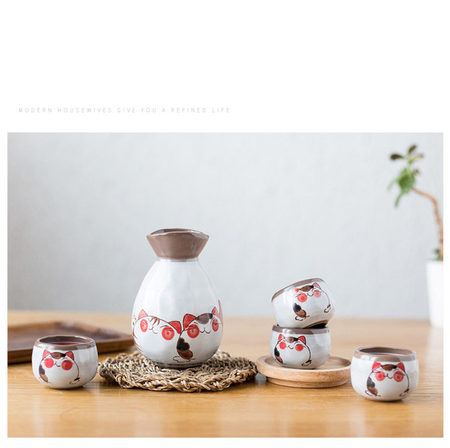 Ręcznie namalowana filiżanka porcelanowa w stylu japońskim z motywem kota - Wianko - 2