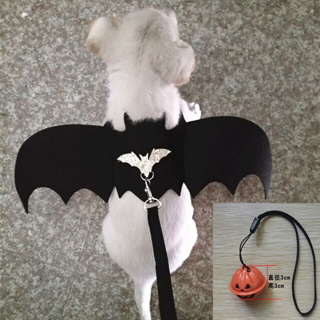 Uprząż z dzwonkiem dla psa - przebranie na Halloween dla kotów, psów, szczeniąt i królików - skrzydła nietoperza - Wianko - 3