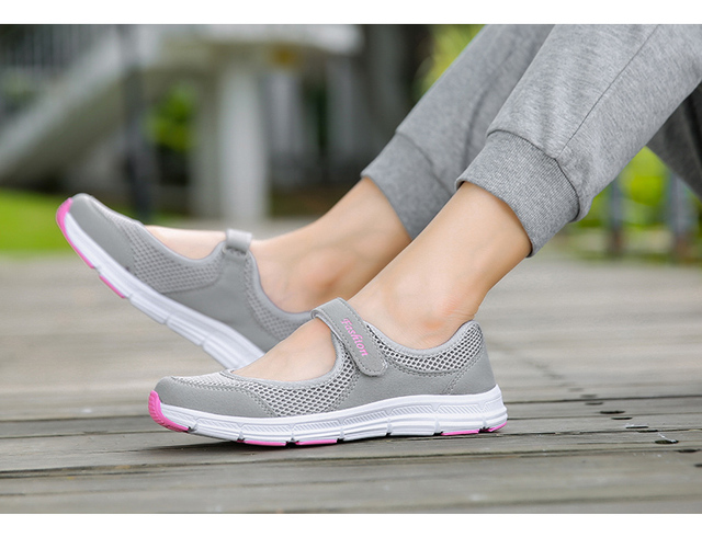 Sportowe buty do biegania damskie Mary Jane z siatkową tkaniną oddychającą - białe i czarne - Wianko - 18