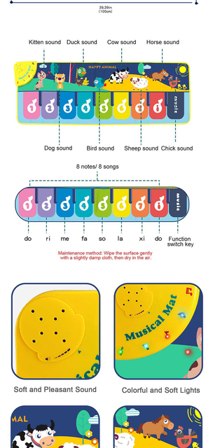 Mata fortepianowa Playmat dla dzieci - elektroniczna klawiatura muzyczna: instrument muzyczny i dywan zagraj w taniec - edukacyjna zabawka bożonarodzeniowa - Wianko - 4