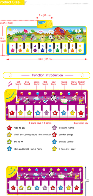 Mata fortepianowa Playmat dla dzieci - elektroniczna klawiatura muzyczna: instrument muzyczny i dywan zagraj w taniec - edukacyjna zabawka bożonarodzeniowa - Wianko - 3