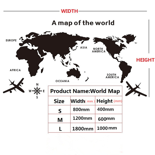 Duże naklejki ścienna 3D z mapą do biura, TV, salonu - dekoracyjne akcesoria do wnętrz na lusterka - Wianko - 2