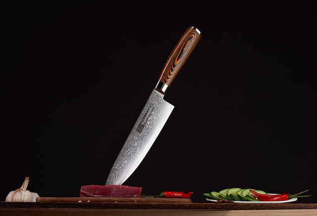 Noże kuchenne 2019 FINDKING - najlepsze ostrze ze stali damasceńskiej, drewniany uchwyt, 8 cali - Wianko - 9