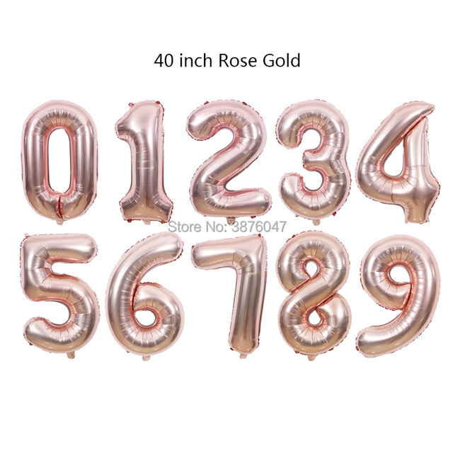 40 calowe cyfrowe balony różowe złoto srebro z numerami od 0 do 9 do dekoracji urodzinowych, rocznicowych i innych przyjęć - Wianko - 3