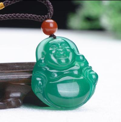 Naszyjnik Zheru ze szczęśliwym, rzeźbionym agatem chalcedonem w klasie A - naturalna biżuteria zielona - Wianko - 2
