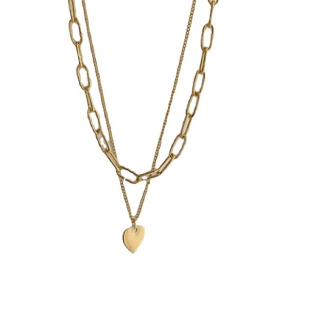 Naszyjnik wielowarstwowy Hip Hop z wisiorkiem w kształcie serca łańcuch długi dla kobiet i dziewczyn - biżuteria 2021 - Wianko - 16