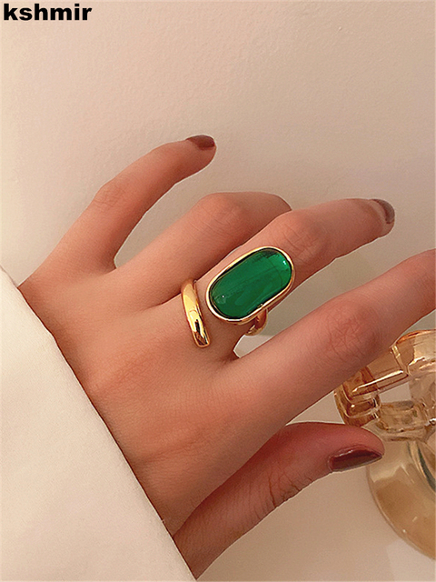 Pierścień damski zielony kamień szlachetny styl vintage Kshmir 2021 - Wianko - 2