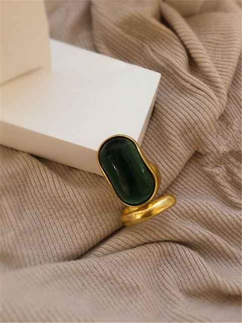 Pierścień damski zielony kamień szlachetny styl vintage Kshmir 2021 - Wianko - 6