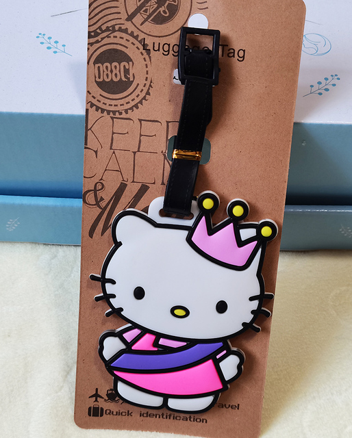 Kot kreskówkowy Hello Kitty - bagaż Tag dla walizki i plecaka, wykonany z miękkiego silikonu, do podróży - Wianko - 4
