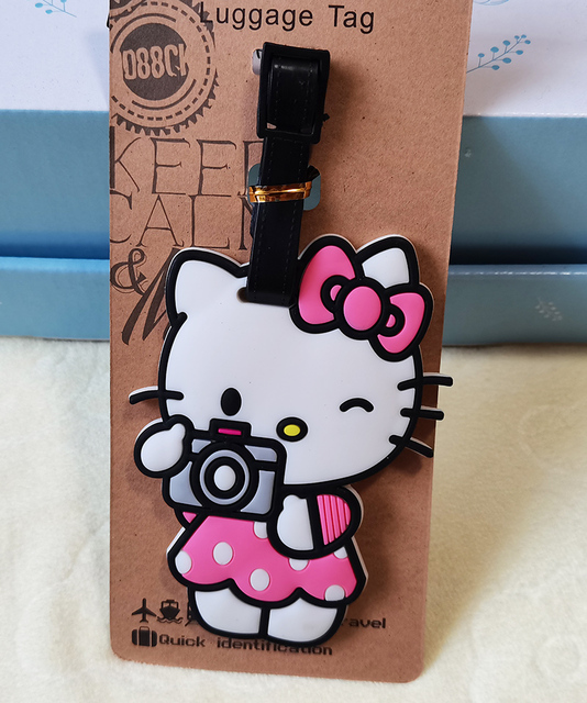 Kot kreskówkowy Hello Kitty - bagaż Tag dla walizki i plecaka, wykonany z miękkiego silikonu, do podróży - Wianko - 6