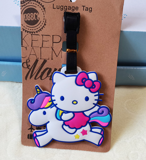 Kot kreskówkowy Hello Kitty - bagaż Tag dla walizki i plecaka, wykonany z miękkiego silikonu, do podróży - Wianko - 7